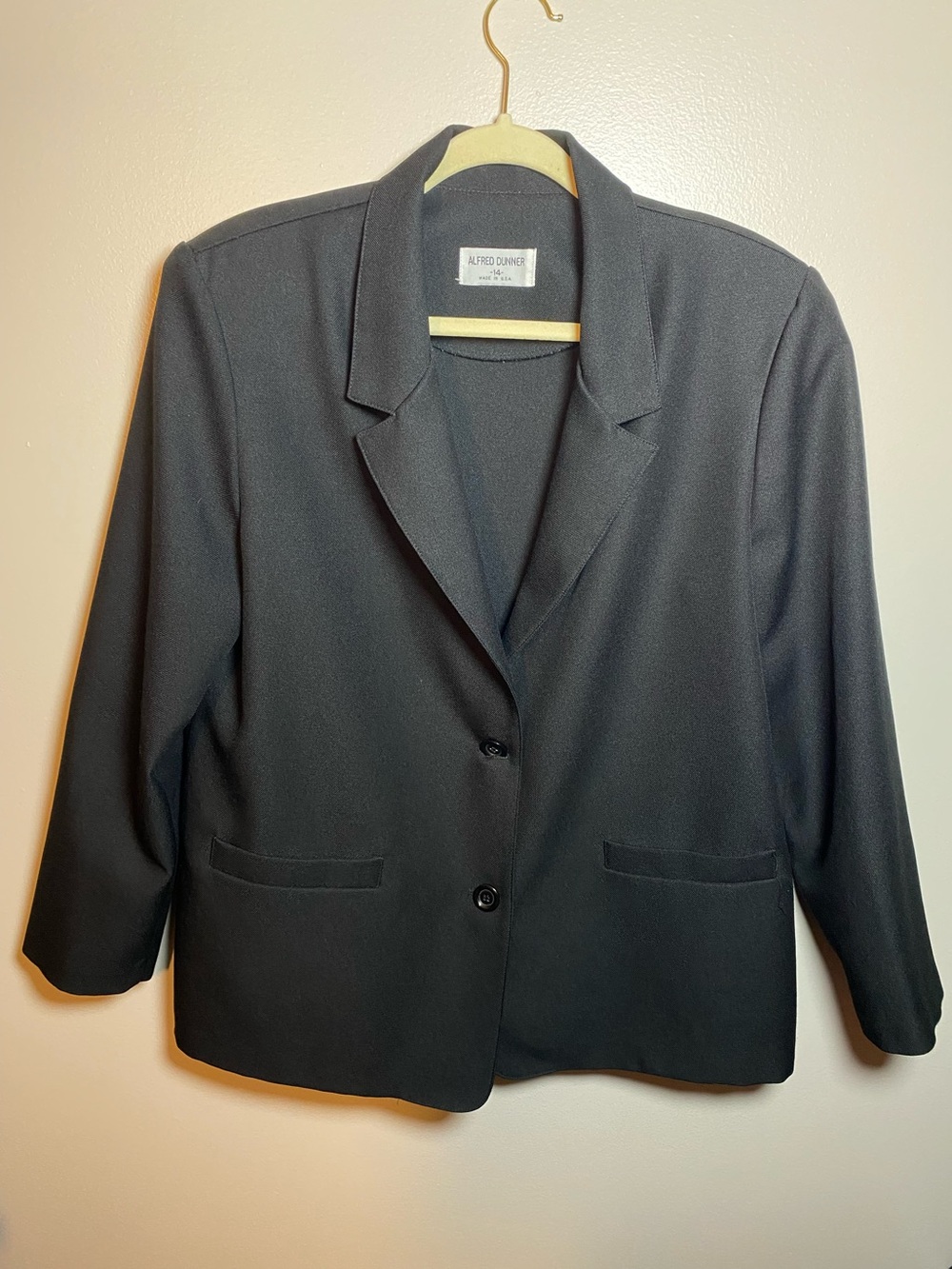Alfred Dunner Vintage Black 2-Button Blazer Jacket 14